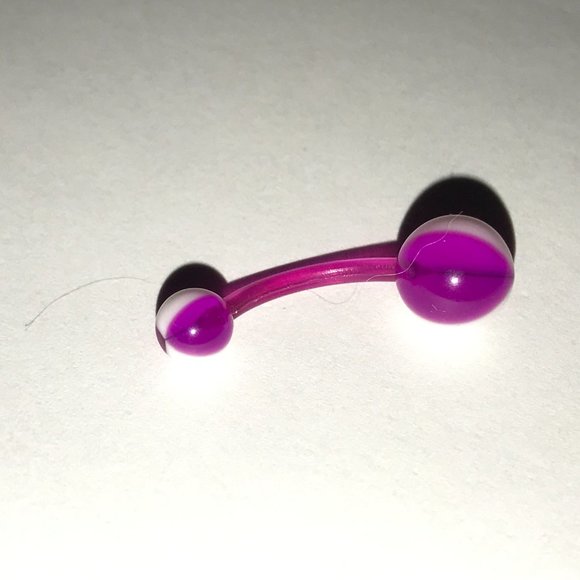 14 Gauge Purple and white Beach Ball Design Belly Ring - Picture 4 of 13